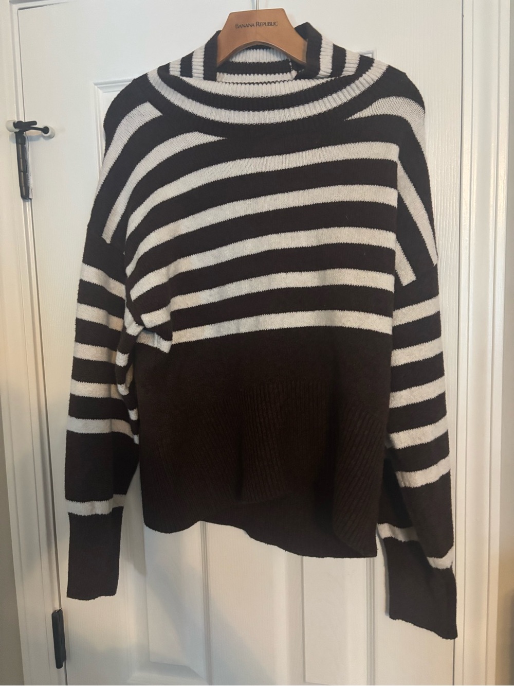 a new day Black and White Striped Cowl Neck Sweater